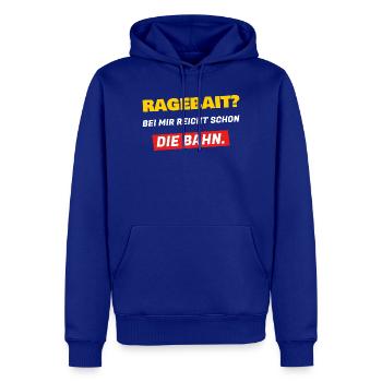 Ragebait? Bei mir reicht schon die Bahn - Männer Premium Bio Hoodie - Royalblau - Vorne - Nico (187cm)