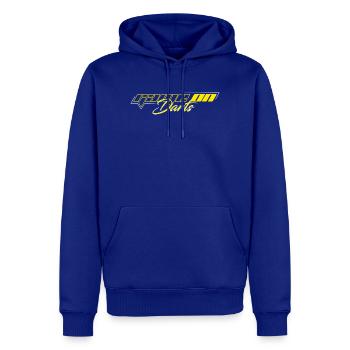 JEU SUR LES FLÉCHETTES - Sweat à capuche Premium bio Homme - bleu roi - Devant - Nico (187cm)