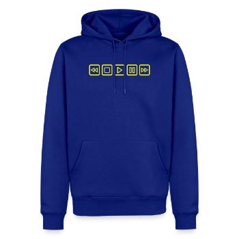 retro CD Player Buttons - Männer Premium Bio Hoodie - Royalblau - Vorne - Nico (187cm)