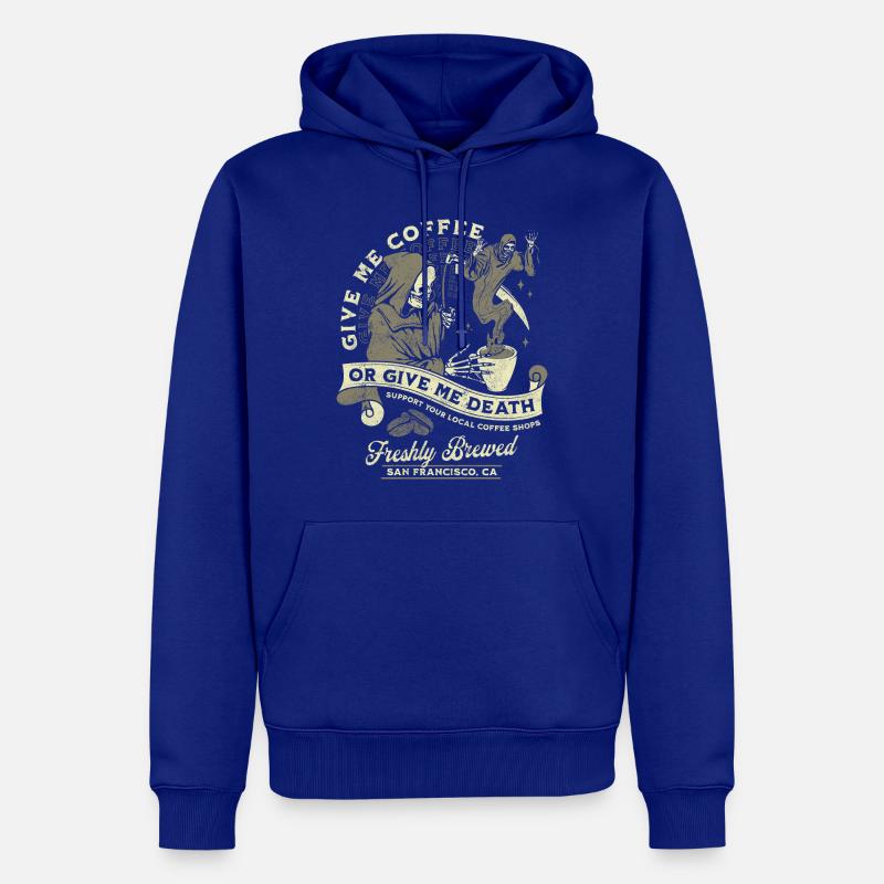 Kaffee oder Tod: Frisch Gebrüht - Männer Premium Bio Hoodie - Royalblau