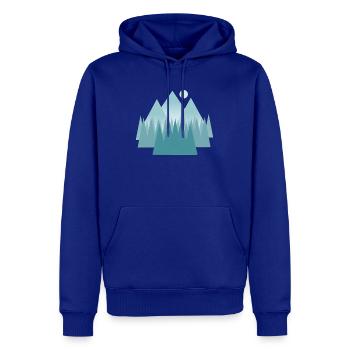 Paysage de montagne astral dans les tons bleus - Sweat à capuche Premium bio Homme - bleu roi - Devant - Nico (187cm)