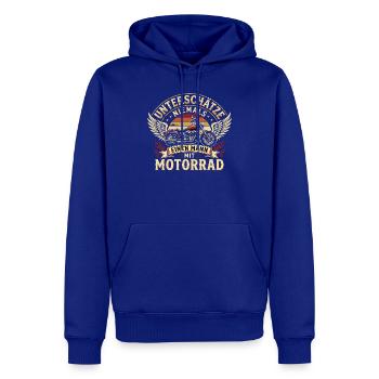 Unterschaetze Niemals Einen Mann Mit Motorrad - Männer Premium Bio Hoodie - Royalblau - Vorne - Nico (187cm)