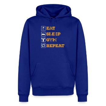 Eat Sleep Gym Repeat - Men’s Premium Organic Hoodie - royal blue - Front - Nico (187cm)