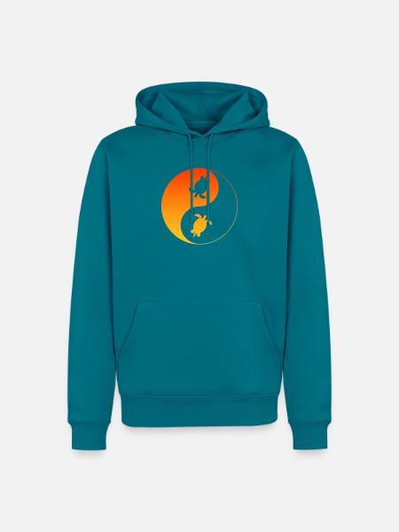Schildkröten YinYang - Männer Premium Bio Hoodie - Petrol