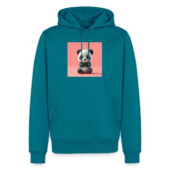 Panda mit Cartoon-Effekt - Männer Premium Bio Hoodie - Petrol - Vorne