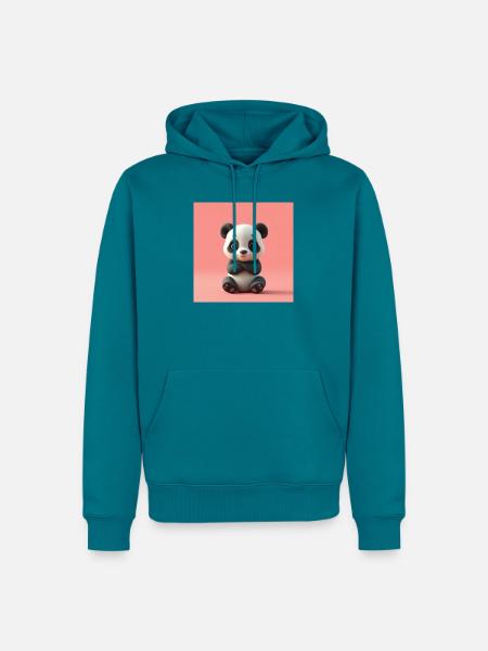 Panda mit Cartoon-Effekt - Männer Premium Bio Hoodie - Petrol