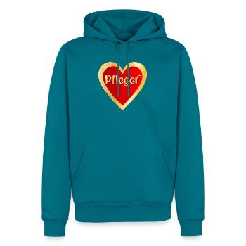 BERUF PFLEGE - HERZ PFLEGER - Männer Premium Bio Hoodie - Petrol - Vorne