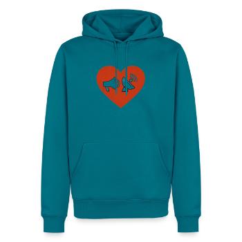 Herz der Kommunikation - Männer Premium Bio Hoodie - Petrol - Vorne