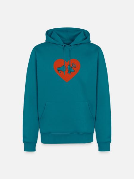 Herz der Kommunikation - Männer Premium Bio Hoodie - Petrol
