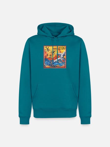 Sonnenuntergangs -Tropen 2026 - Männer Premium Bio Hoodie - Petrol