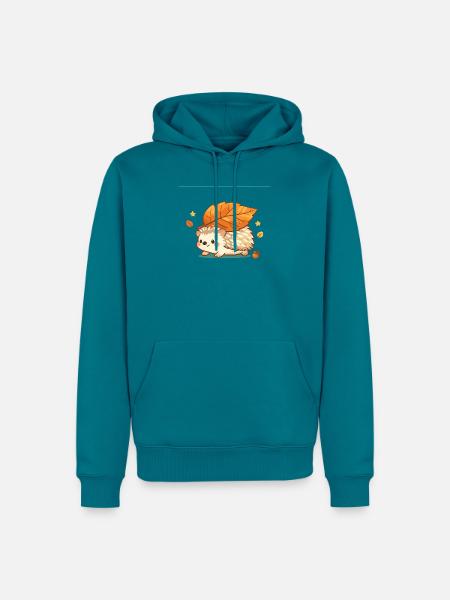 Herbstigel mit Ahornblatt - Männer Premium Bio Hoodie - Petrol