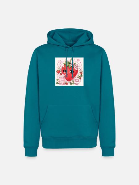 Erdbeer-Traum-Pink-Anhänger - Männer Premium Bio Hoodie - Petrol