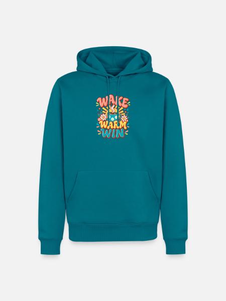 Aufwachen Warm Gewinnen Retro Kaffeetasse - Männer Premium Bio Hoodie - Petrol
