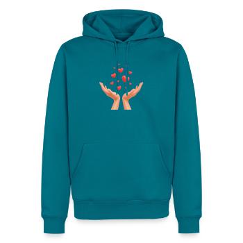 Hände, die Herzen sammeln - Männer Premium Bio Hoodie - Petrol - Vorne