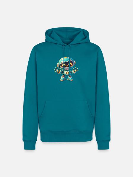 Fröhlicher Tech-Roboter Cartoon - Männer Premium Bio Hoodie - Petrol
