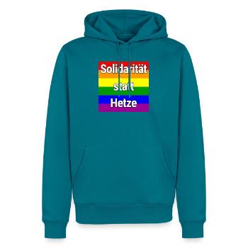 SOLIDARITÄT STATT HETZE REGENBOGEN ZUSAMMENHALT - Männer Premium Bio Hoodie - Petrol - Vorne