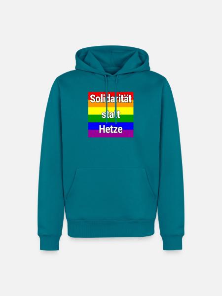 SOLIDARITÄT STATT HETZE REGENBOGEN ZUSAMMENHALT - Männer Premium Bio Hoodie - Petrol