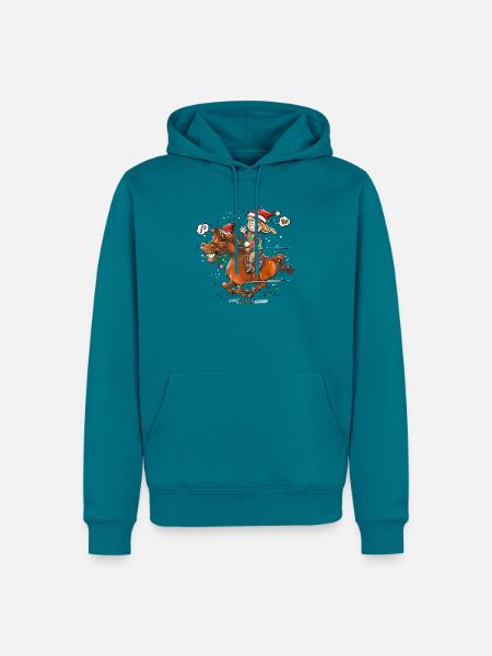 Weihnachts Pony - Männer Premium Bio Hoodie - Petrol