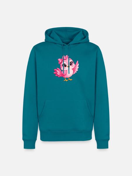 Kleiner rosa Kawaii-Vogel - Männer Premium Bio Hoodie - Petrol