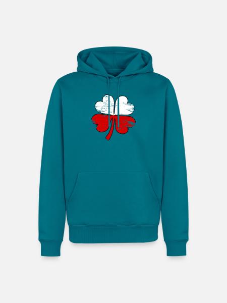Polen Flagge Kleeblatt used - Männer Premium Bio Hoodie - Petrol
