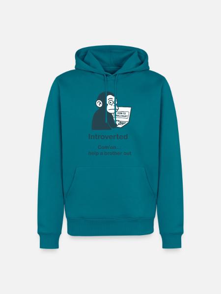 Introvertiert – Hilfe - Männer Premium Bio Hoodie - Petrol