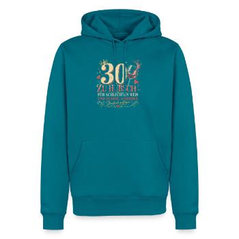 30 Geburtstag Frau Wein Geschenk Lustiger Spruch - Männer Premium Bio Hoodie - Petrol - Vorne