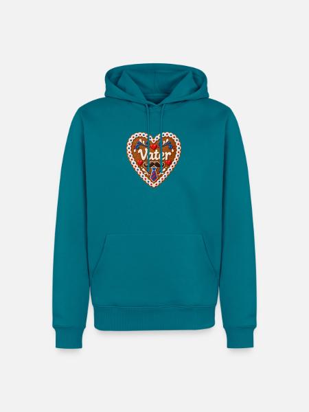 Vater Herz Kuchenmotiv Schnurrbart Design - Männer Premium Bio Hoodie - Petrol