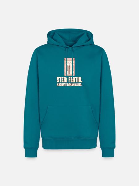 Steri fertig. Nächste Behandlung. ZFA - Männer Premium Bio Hoodie - Petrol