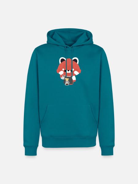 Kawaii Red Panda Barista - Männer Premium Bio Hoodie - Petrol