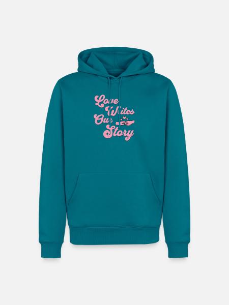 Love writes our story - Männer Premium Bio Hoodie - Petrol
