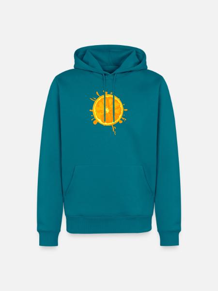Orangenscheibe Spritzer Design - Männer Premium Bio Hoodie - Petrol