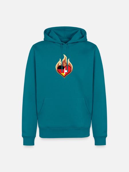 Flammenherz Deutschland Schweiz - Männer Premium Bio Hoodie - Petrol
