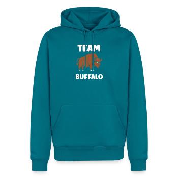 Bison - Männer Premium Bio Hoodie - Petrol - Vorne