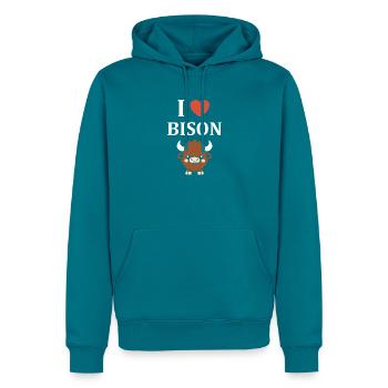 Bison - Männer Premium Bio Hoodie - Petrol - Vorne