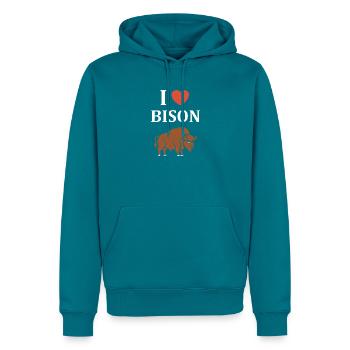 Bison - Männer Premium Bio Hoodie - Petrol - Vorne