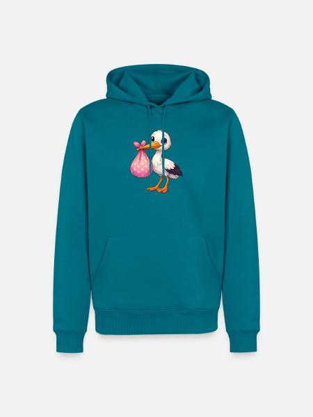Kuschelpelikan mit rosa Bündel - Männer Premium Bio Hoodie - Petrol