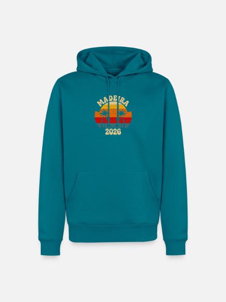 Madeira Palmen Sunset 2026 - Männer Premium Bio Hoodie - Petrol