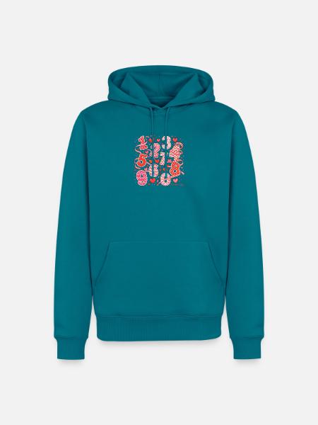 Number-Day-Herzen-Kunst - Männer Premium Bio Hoodie - Petrol