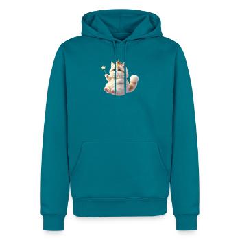 Pelzige Fantasiekatze - Männer Premium Bio Hoodie - Petrol - Vorne