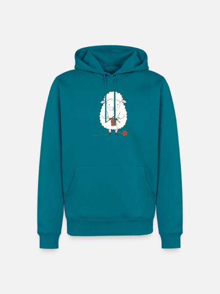 Schafstricker-Wolle und Nadeln - Männer Premium Bio Hoodie - Petrol