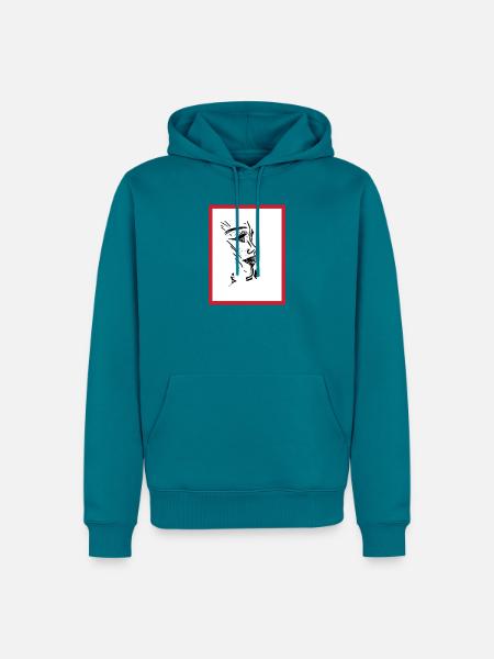 Weibliche Porträt-Tinte - Männer Premium Bio Hoodie - Petrol