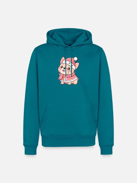Rosa Welpen-Winter-Chic - Männer Premium Bio Hoodie - Petrol