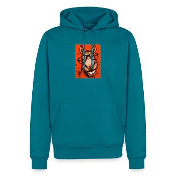 Nerdiger Esel mit Brille - Männer Premium Bio Hoodie - Petrol - Vorne