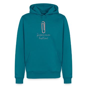 BÜROKLAMMER ZUSAMMENHALTEN, PROTEST, NIE WIEDER - Männer Premium Bio Hoodie - Petrol - Vorne