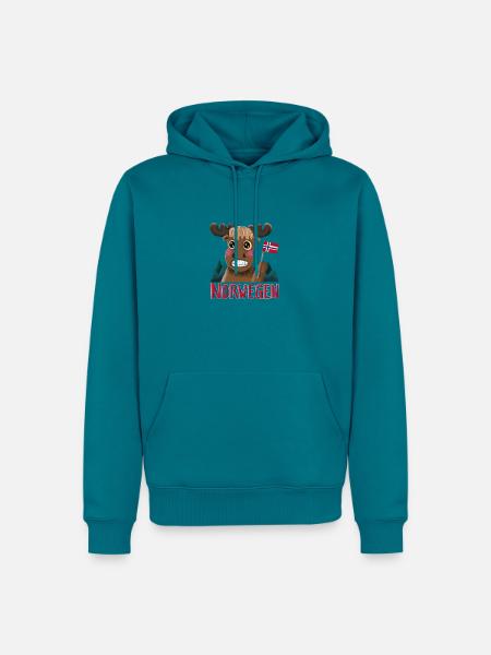 Norwegischer Elch mit Flagge - Männer Premium Bio Hoodie - Petrol