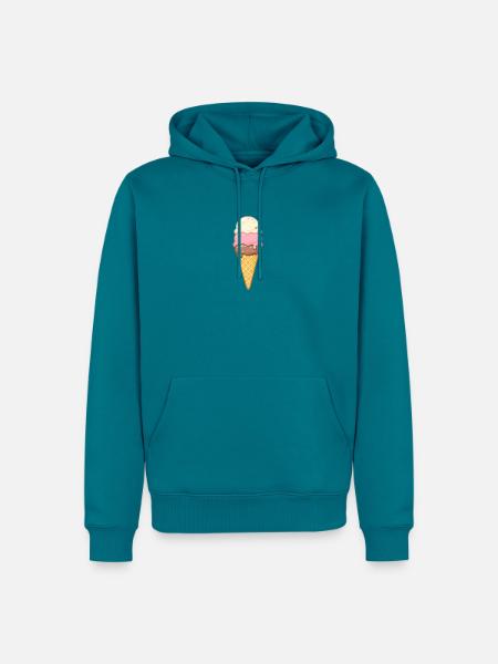 Dreischicht Eiscreme im Cone - Männer Premium Bio Hoodie - Petrol