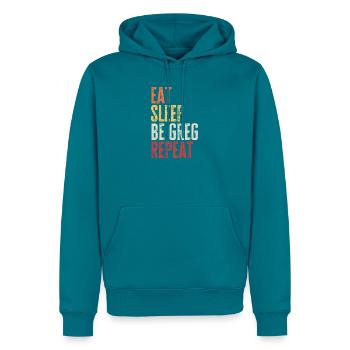 Iss, schlaf, sei Greg, wiederhole Retro-Name - Männer Premium Bio Hoodie - Petrol - Vorne