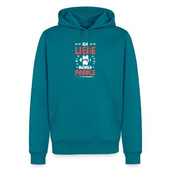 Ich liebe meinen Pudel - Männer Premium Bio Hoodie - Petrol - Vorne
