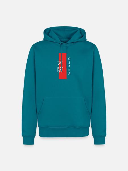 Osaka Japan - Minimalistisches Kanji Design - Männer Premium Bio Hoodie - Petrol