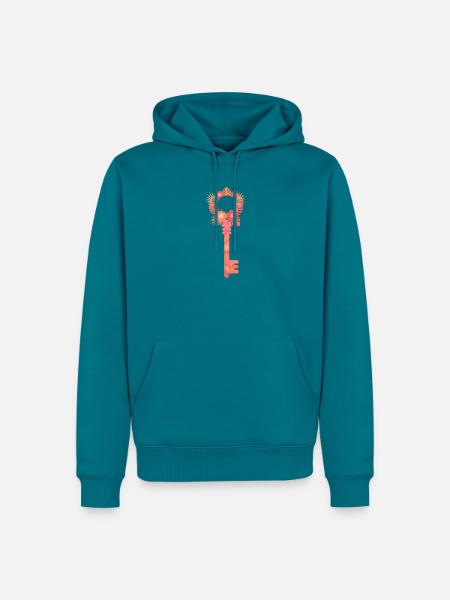 Tropischer Blumenschlüssel - Männer Premium Bio Hoodie - Petrol